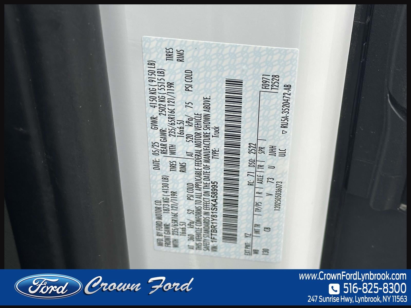 2025 Ford Transit Cargo Van T-250 130 Low Rf 9070 GVWR RWD