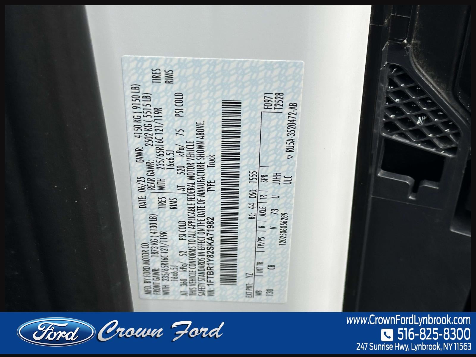2025 Ford Transit Cargo Van T-250 130 Low Rf 9070 GVWR RWD