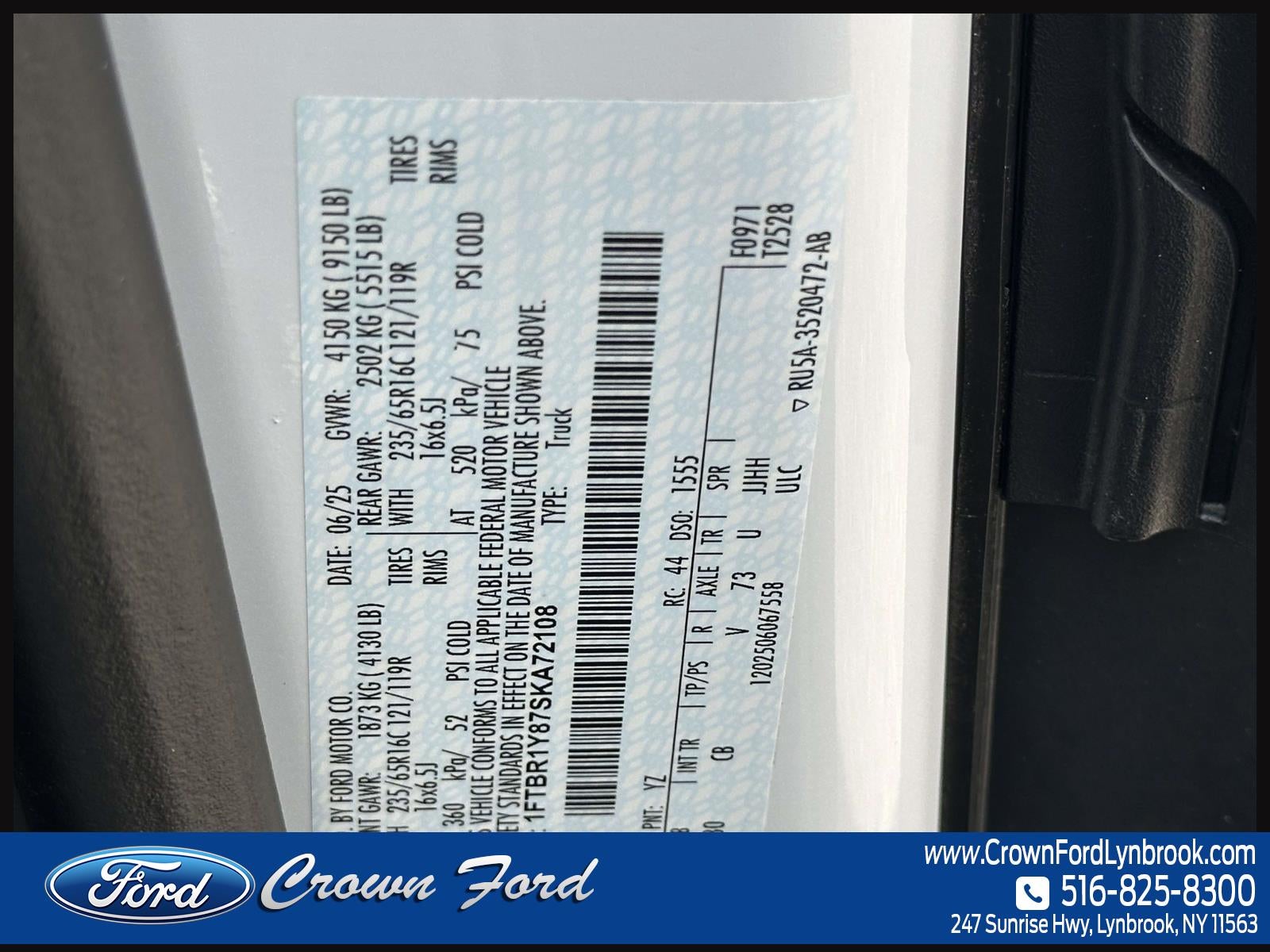 2025 Ford Transit Cargo Van T-250 130 Low Rf 9070 GVWR RWD