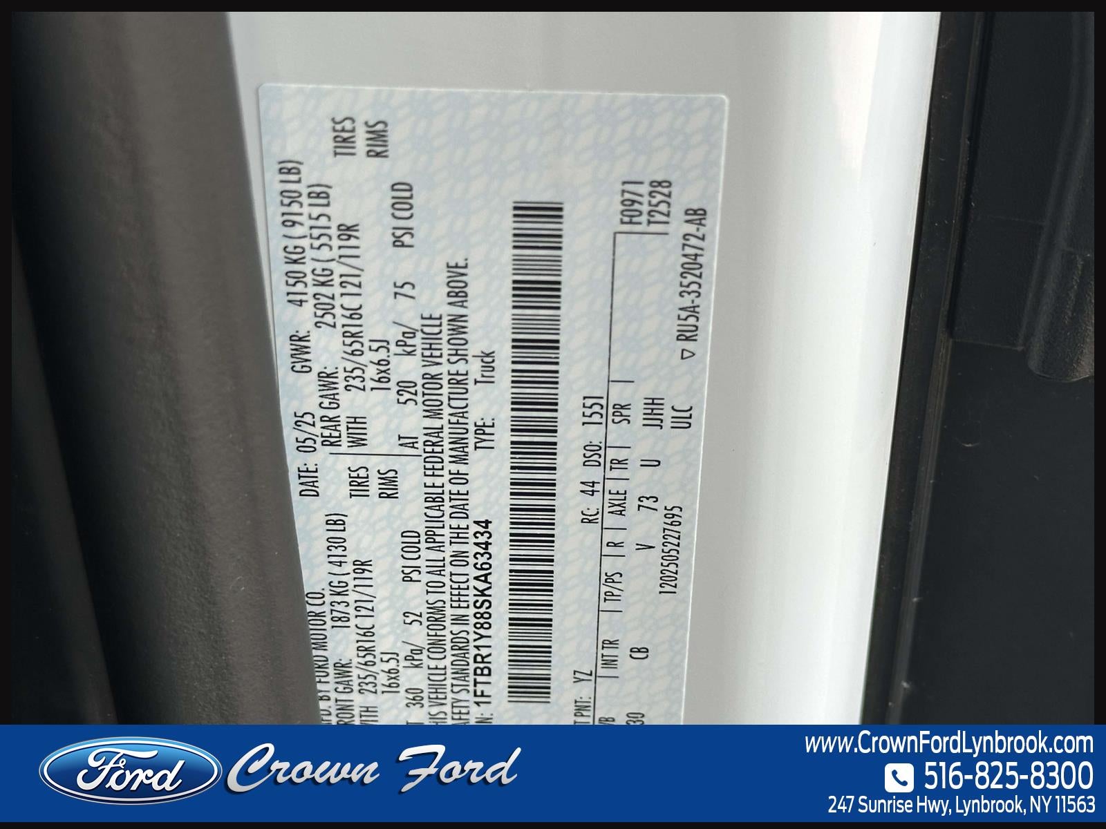 2025 Ford Transit Cargo Van T-250 130 Low Rf 9070 GVWR RWD