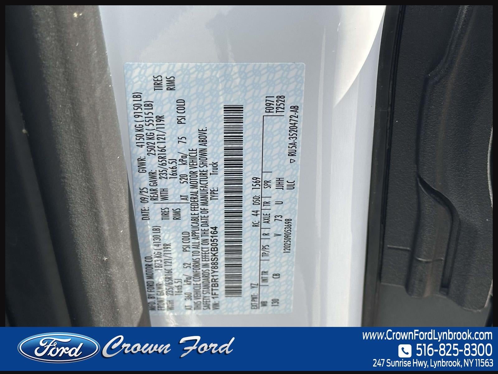 2025 Ford Transit Cargo Van T-250 130 Low Rf 9070 GVWR RWD