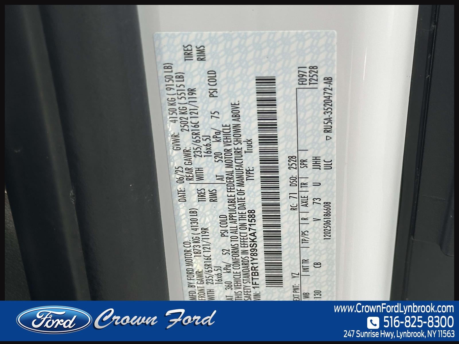 2025 Ford Transit Cargo Van T-250 130 Low Rf 9070 GVWR RWD